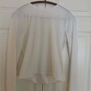 White Hollister long sleeve seamless fabric crew baby tee